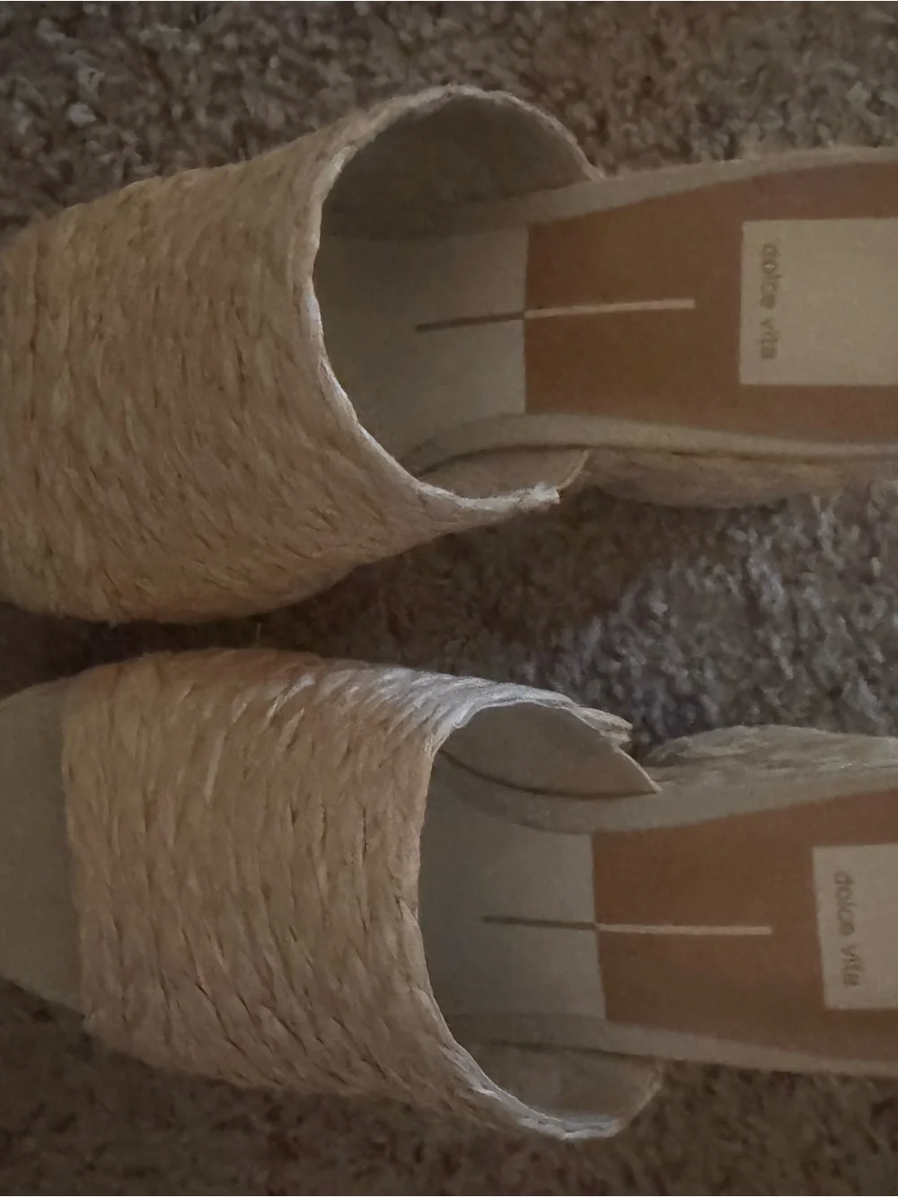 Dolce Vita Natural Woven Slide Sandals in Beige